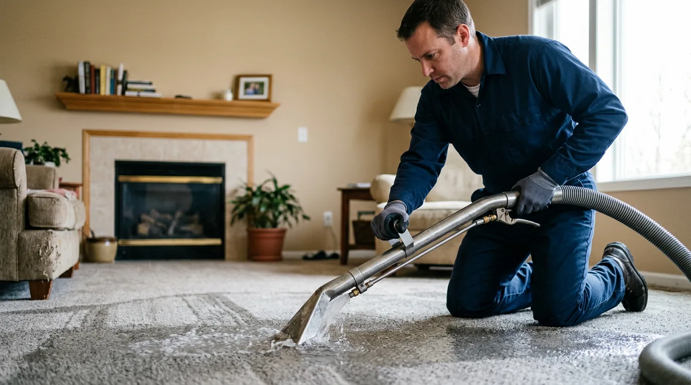 Water damage restoration technician working near Bangor, ME
